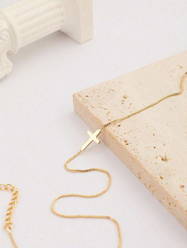 Colar Cruz Banhado a Ouro 18k