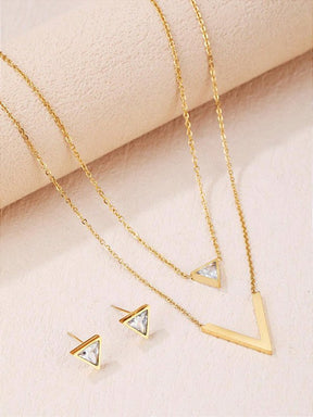 Colar Duplo V Banhado a Ouro 18k