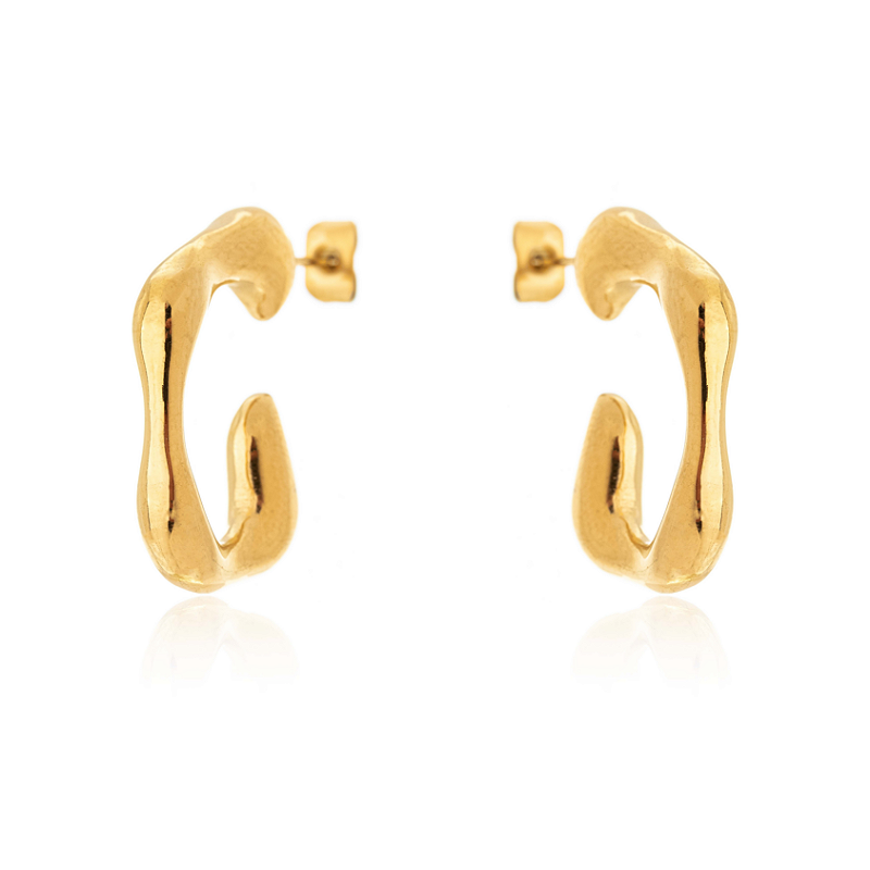Brinco Argola Estilizada Banhado a Ouro 18k