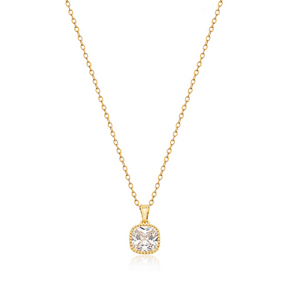Colar Ponto de Luz Quadrado Banhado a Ouro 18k