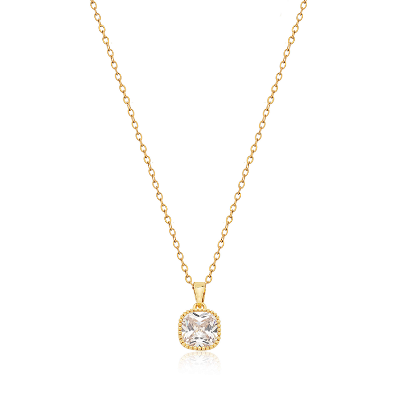 Colar Ponto de Luz Quadrado Banhado a Ouro 18k