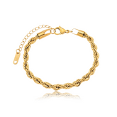 Pulseira Cordão Torcido 5mm Banhada a Ouro 18k