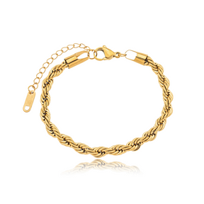 Pulseira Cordão Torcido 5mm Banhada a Ouro 18k