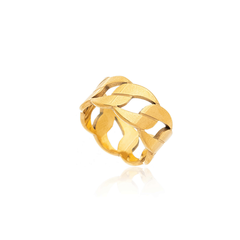 Anel Correntaria Banhado a Ouro 18k