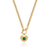 Colar Coração Esmeralda Banhado a Ouro 18k