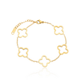Pulseira Trevo 4 Folhas Banhada a Ouro 18k