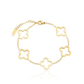 Pulseira Trevo 4 Folhas Banhada a Ouro 18k