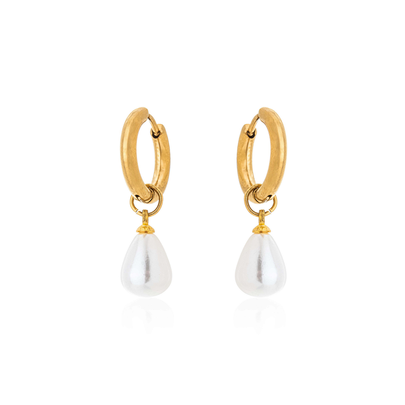 Brinco Argolinha com Pérola Banhado a Ouro 18k