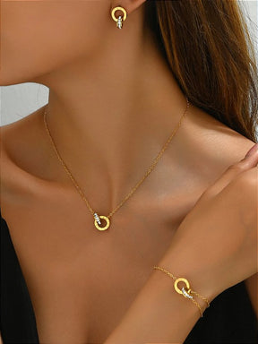 Pulseira Círculos Entrelaçados Banhada a Ouro 18k