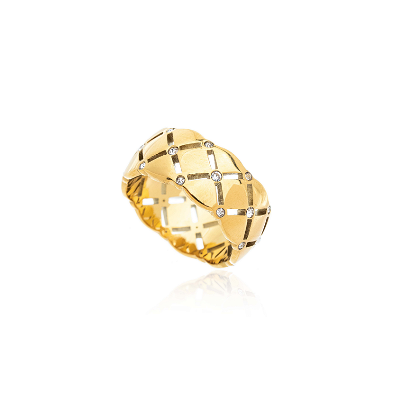 Anel Pontos de Luz Banhado a Ouro 18k