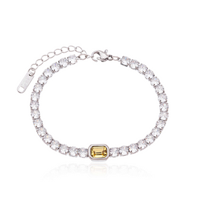 Pulseira Riviera com Pedra Amarela em Aço Inoxidável