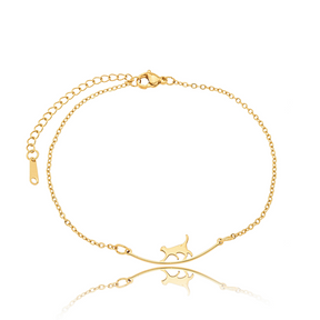 Tornozeleira Gatinha Banhada a Ouro 18k