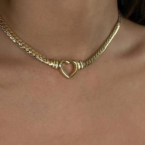 Colar Trançado com Coração Banhado a Ouro 18k