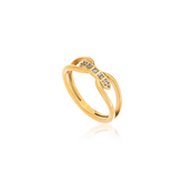 Anel Laço Cravejado Banhado a Ouro 18k