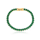 Pulseira Riviera Navete Esmeralda Banhada a Ouro 18k