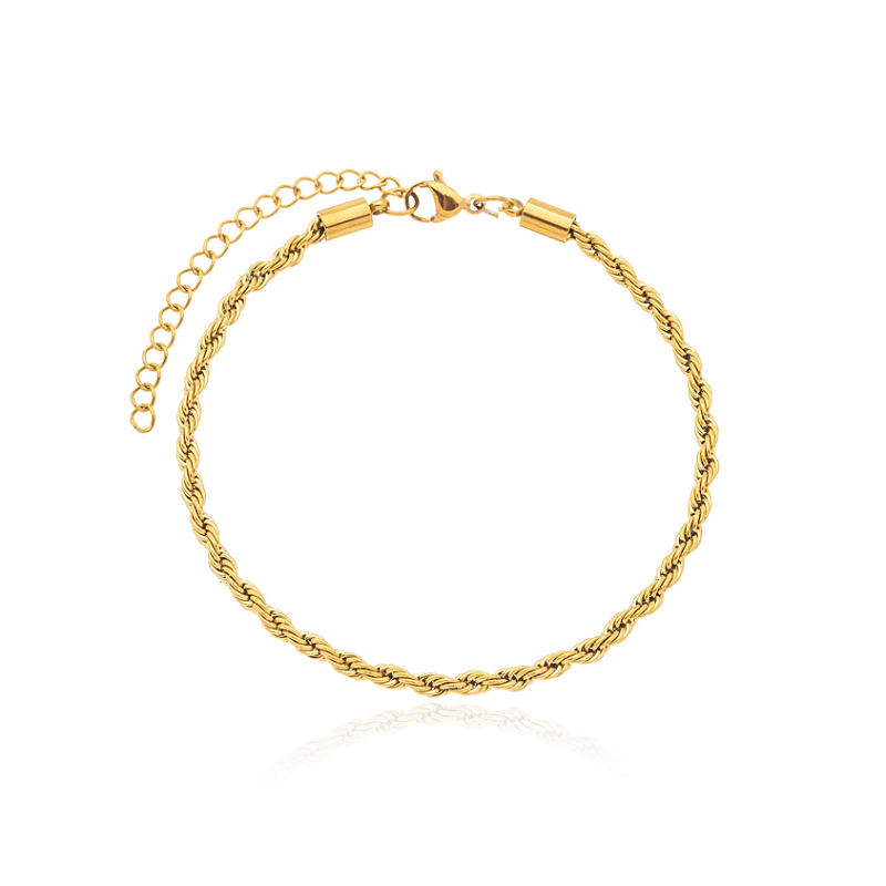 Pulseira Cordão Torcido Banhada a Ouro 18k