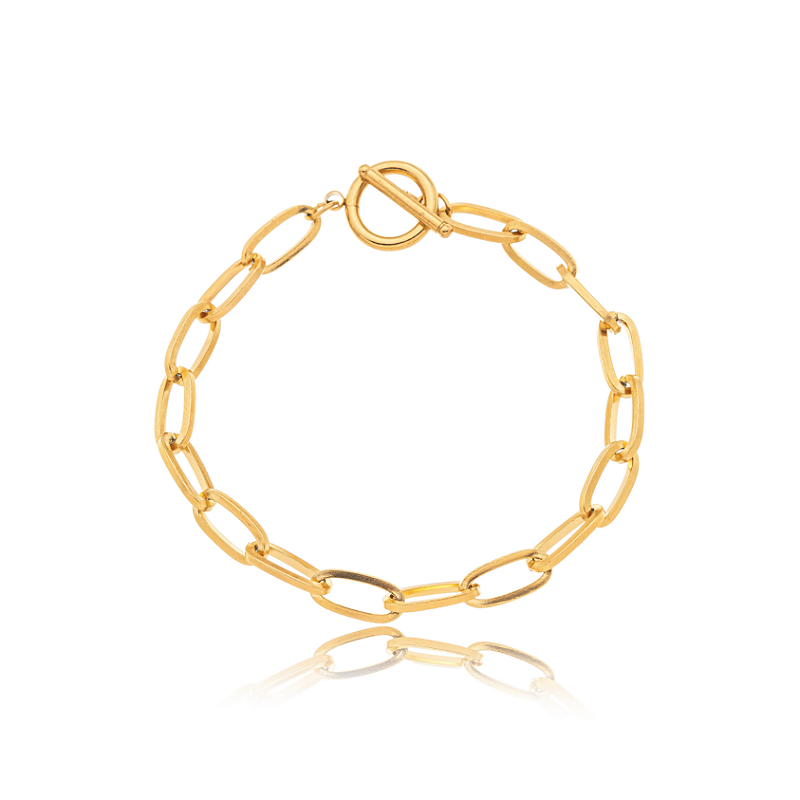 Pulseira Elos Ovais Banhada a Ouro 18k