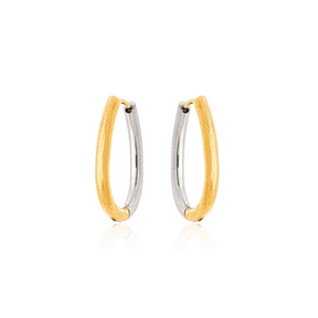 Brinco Argolinha Duo Classic Oval Banhado a Ouro 18k