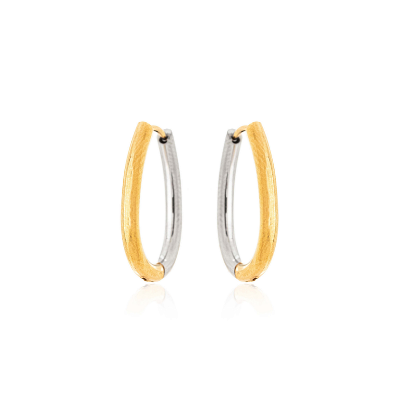 Brinco Argolinha Duo Classic Oval Banhado a Ouro 18k