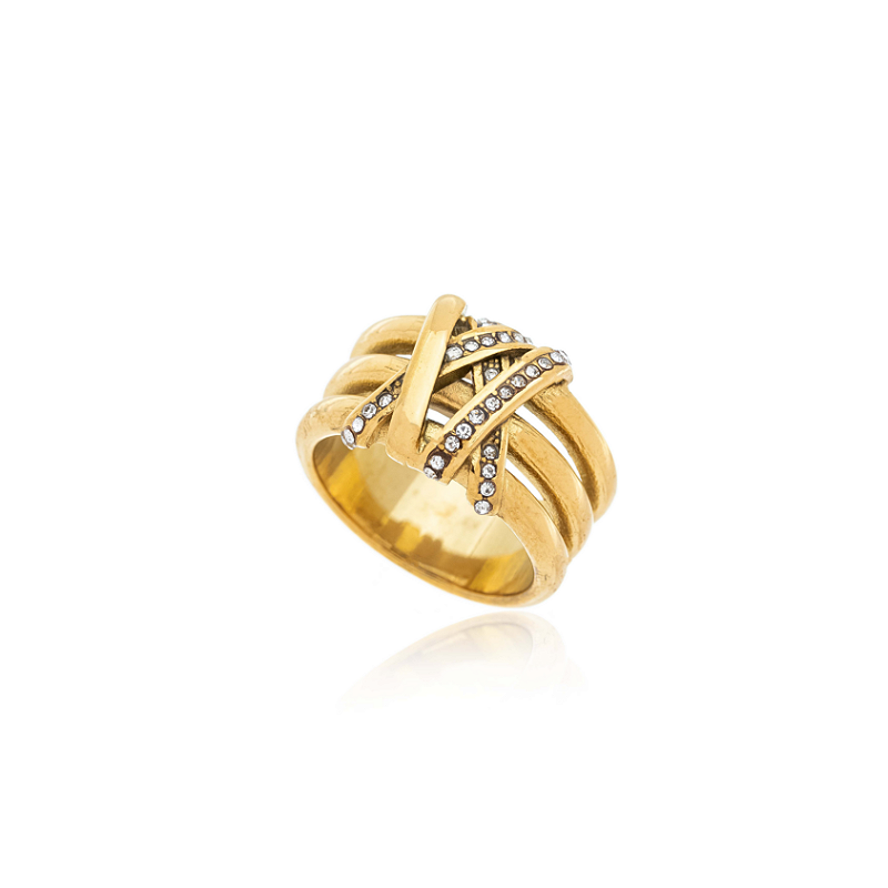 Anel Amarras Cravejado Banhado a Ouro 18k