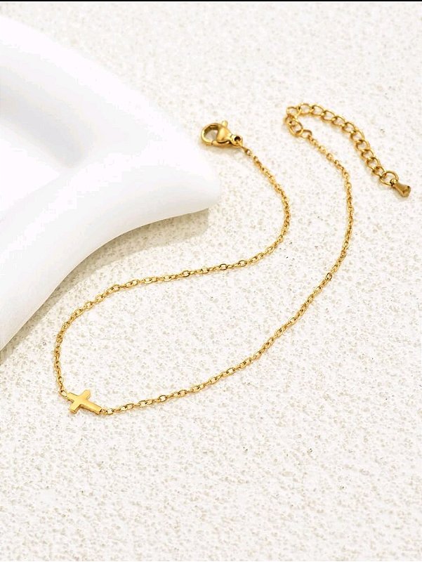 Pulseira Mini Cruz Banhada a Ouro 18k