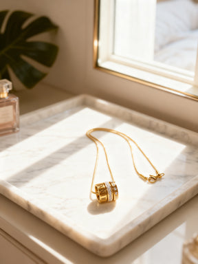 Colar Anel Triplo Roma Banhado a Ouro 18k