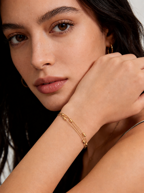 Pulseira 3 Fios com Bolinhas Banhada a Ouro 18k
