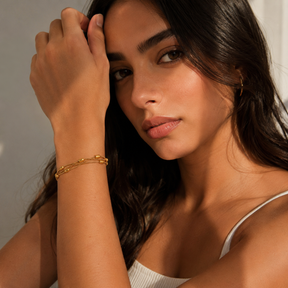 Pulseira 3 Fios com Bolinhas Banhada a Ouro 18k