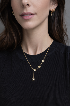 Colar Cascata de Borboletas Banhado a Ouro 18k