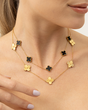 Colar Trevos Dourados Banhado a Ouro 18k