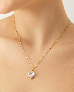 Colar coração cravejado Banhado a Ouro 18k
