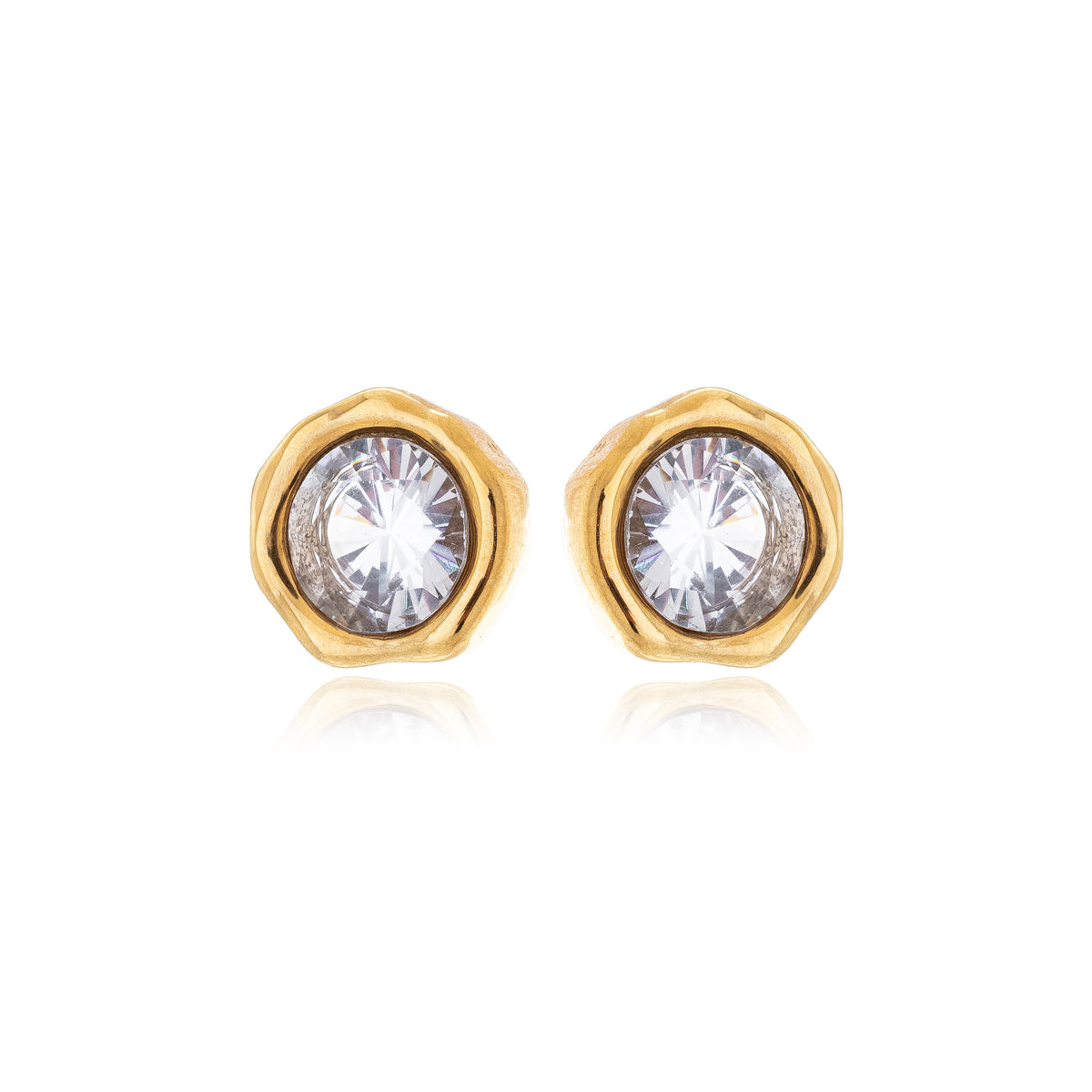 Brinco Ponto de Luz Orgânico Banhado a Ouro 18k