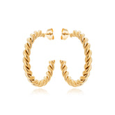 Brinco Argola Torcida Média Banhado a Ouro 18k