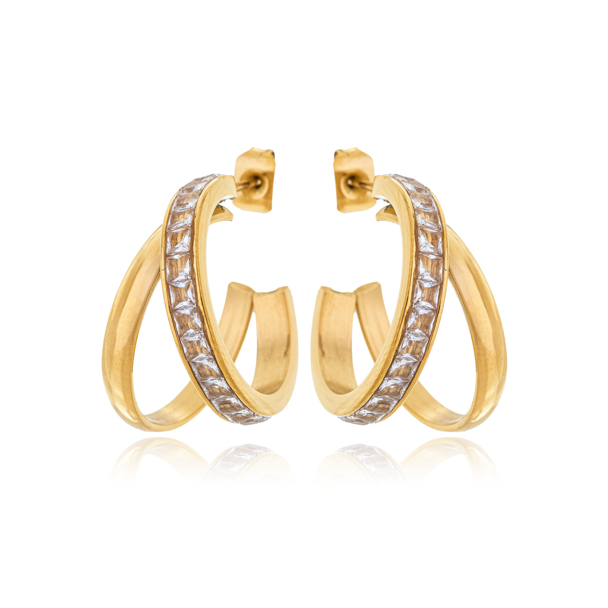 Brinco Argola Dupla Banhado a Ouro 18k
