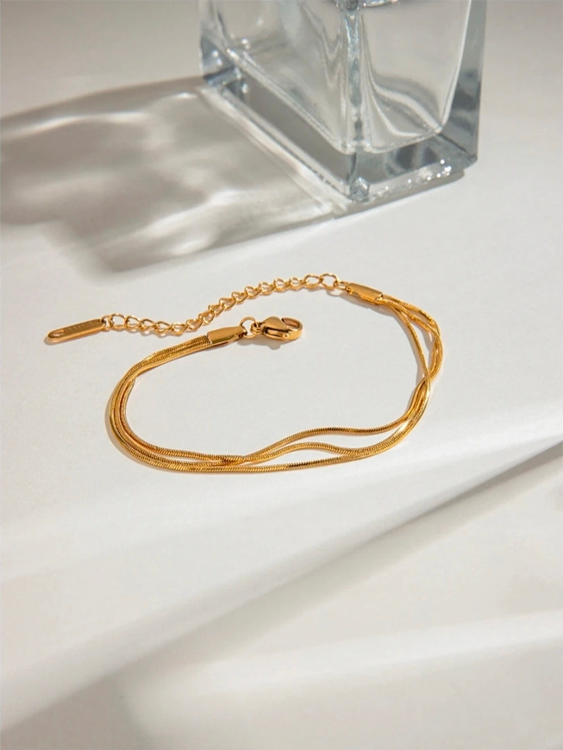 Pulseira 3 Fios Banhada a Ouro 18k