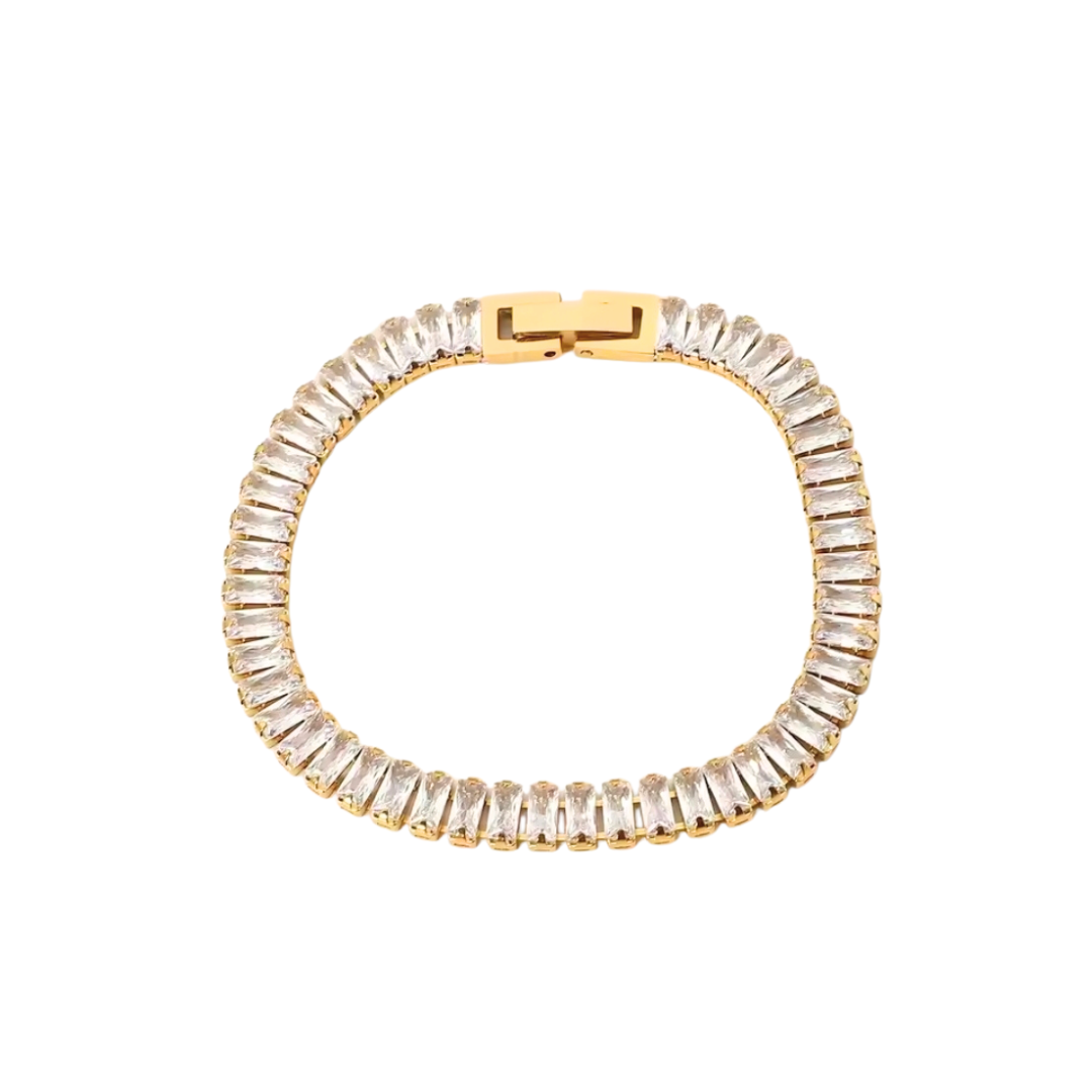 Pulseira Riviera Baguete Banhada a Ouro 18k