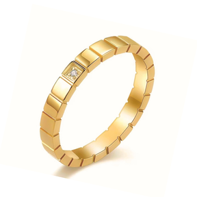 Anel Mini Zircônia Central Banhado a Ouro 18k
