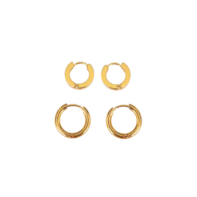Dupla de Argolinhas Clássicas Banhadas a Ouro 18k