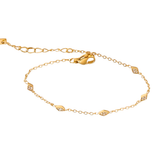 Pulseira Mini Losangos Cravejados em Aço Banhado a Ouro