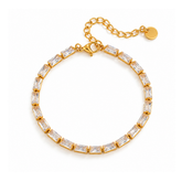 Pulseira Riviera Retangular em Aço Banhado a Ouro