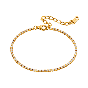Pulseira Riviera 2mm em Aço Banhado a Ouro