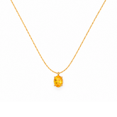 Colar Zircônia Oval Citrino em Aço Banhado a Ouro