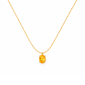 Colar Zircônia Oval Citrino em Aço Banhado a Ouro