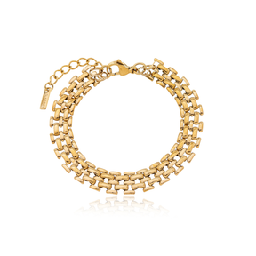 Pulsera Corrente de Relógio Banhada a Ouro 18k