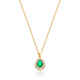 Colar Gota Cravejada Esmeralda Banhado a Ouro 18k