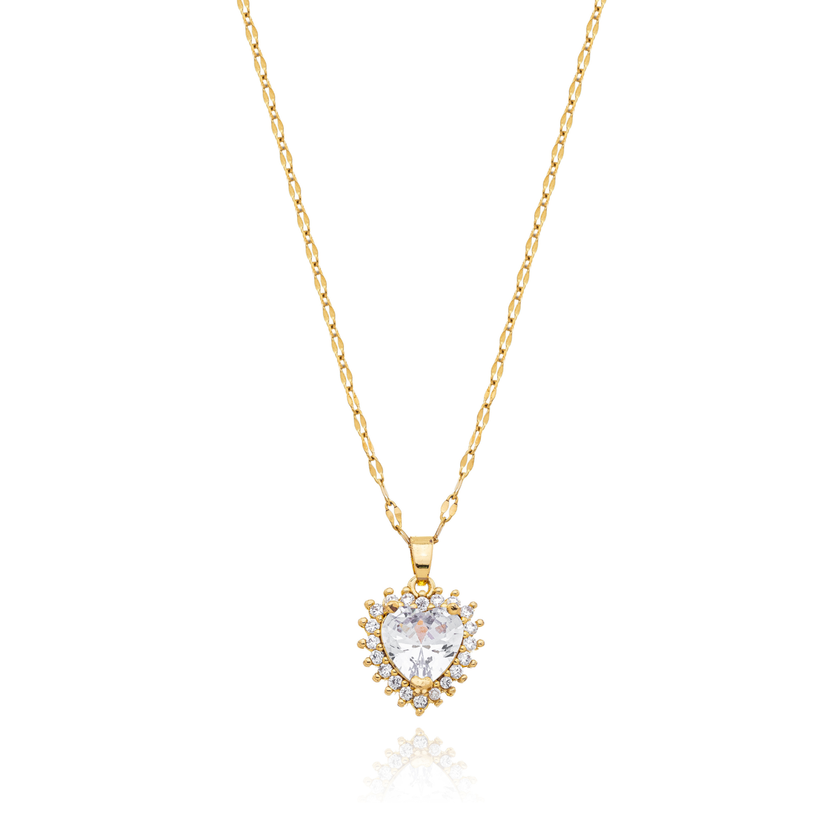 Colar coração cravejado Banhado a Ouro 18k