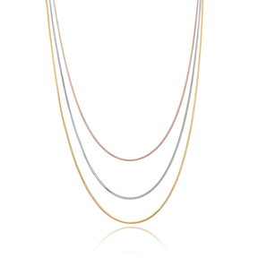 Colar Triplo 3 Fios e 3 Banhos (Rosê, Ouro 18k e Prata)
