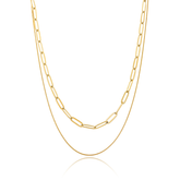 Colar Duplo Elos Retangulares Banhado a Ouro 18k