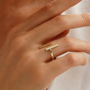 Anel Ajustável Barras Banhado a Ouro 18k