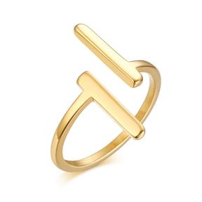 Anel Ajustável Barras Banhado a Ouro 18k